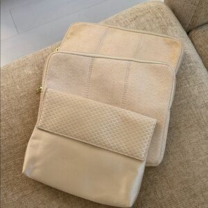 Set of 3 Bvlgari Beige Travel Pouch Set
